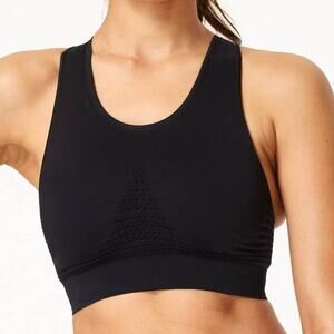 Sweaty Betty NWT Stamina Workout Bra Black Size S 4-6 Deep Underband Seamless